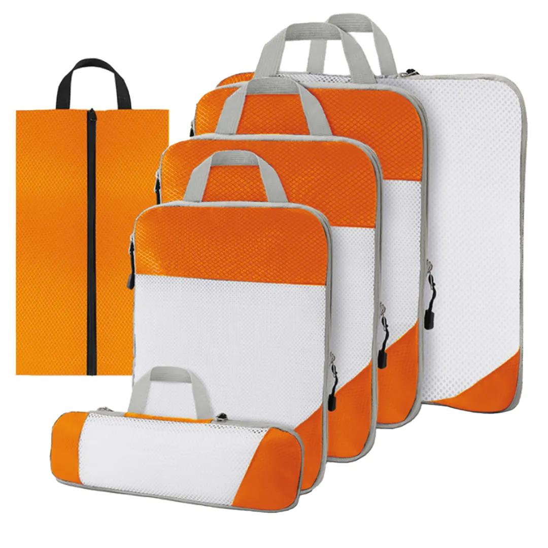 Small Travel Packing Cubes - 5 Piece Set Compression Packaging Cube Suitcase Organizer