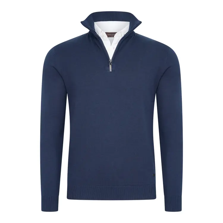 Heren Mock Zip Pullover Cappuccino Italia