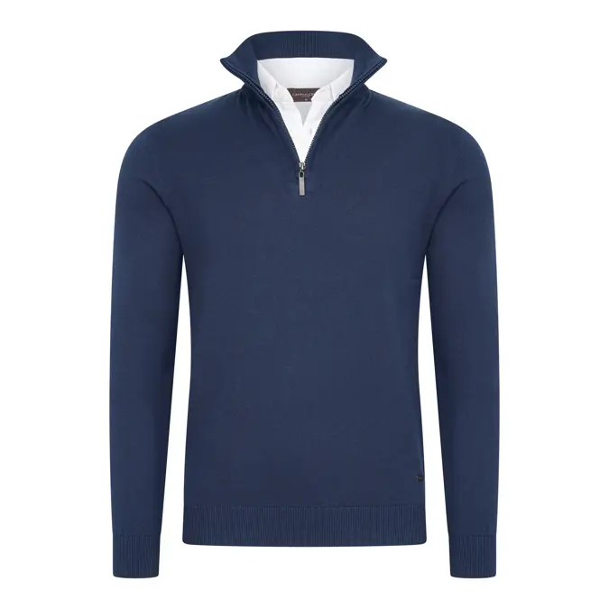 Heren Mock Zip Pullover Cappuccino Italia