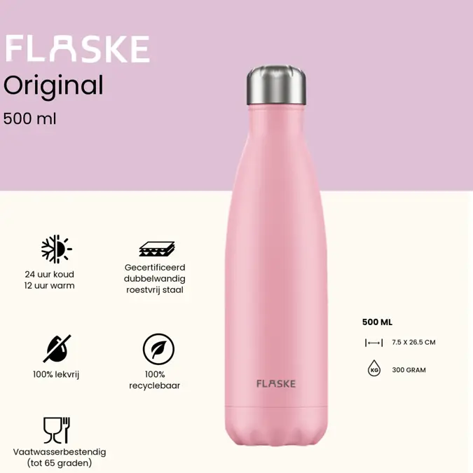 FLASKE 500 ml RVS Drinkfles
