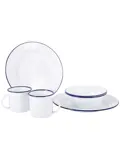 Servies Emaille 6 Stuks Wit/Blauw