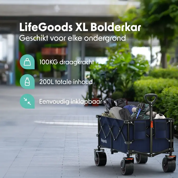 LifeGoods Bolderkar - 100KG - 200L