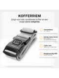 Kofferriem + 2 Bagagelabel – 3-delig – Zilver
