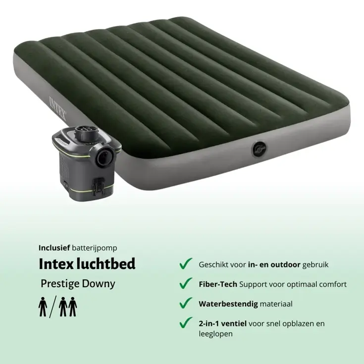 Luchtbed - Intex - 2P - 137x191 cm + Pomp