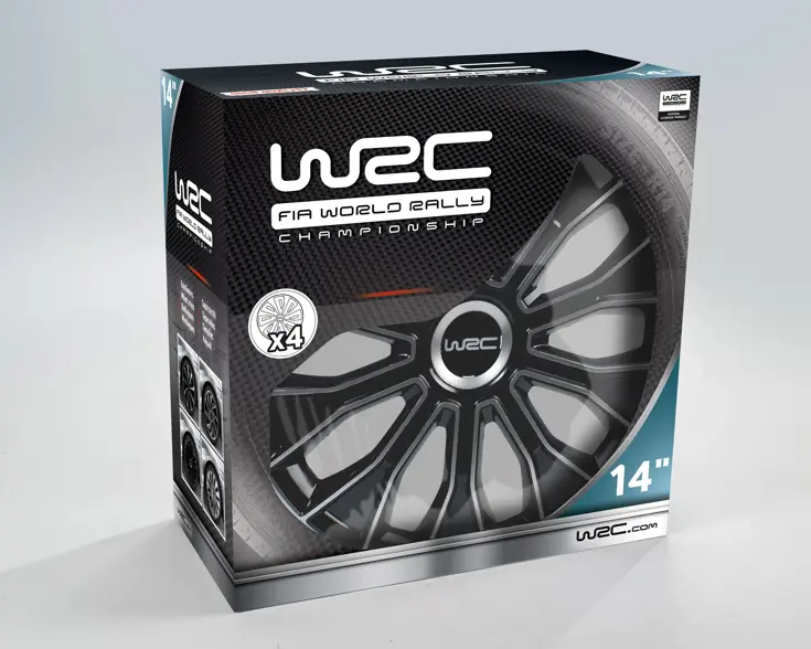 WRC Wieldoppen 14" - zwart/zilver 4 stuks