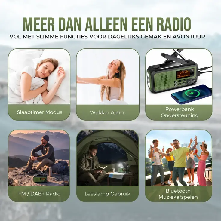 Noodradio DAB+/FM - 5000mAh - Solar Opwindbaar