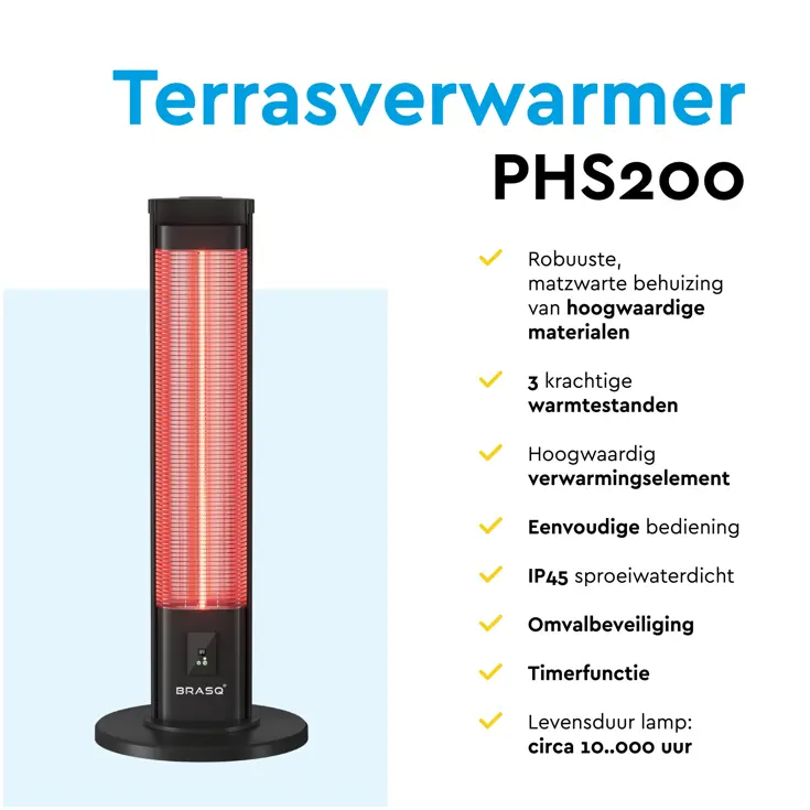 Staande terrasverwarmer infrarood 2000W
