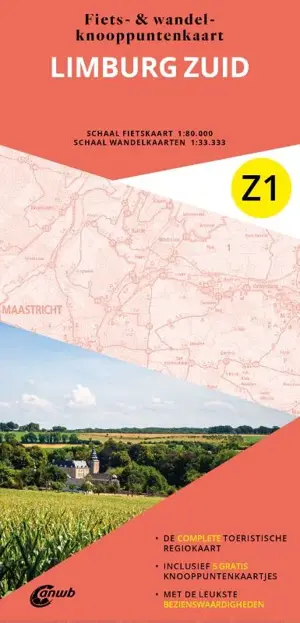 Fiets en wandelknooppuntenkaart Z1 Limburg zuid