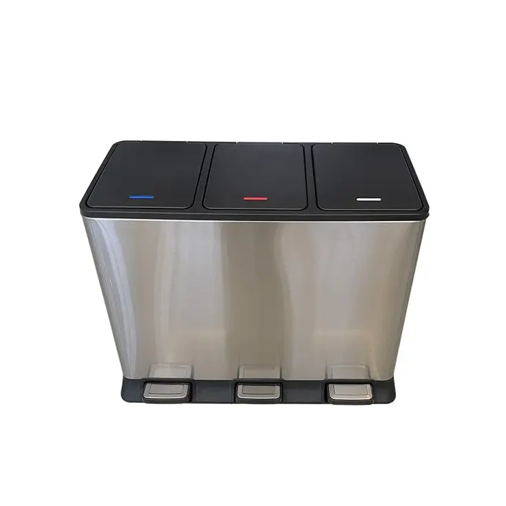 RVS Prullenbak 3 vakken – 45 liter