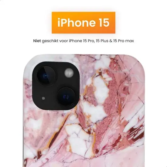 R2B iPhone 15 Hoesje Marmer + Screenprotector