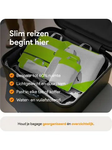 Packing cubes compressie set – 6-delig – Groen