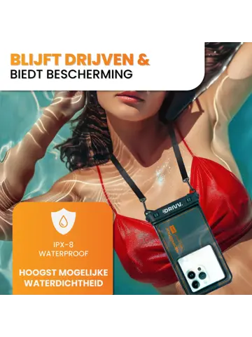 Waterdichte Telefoonhoesje 6.8" Zwart - Drijvend