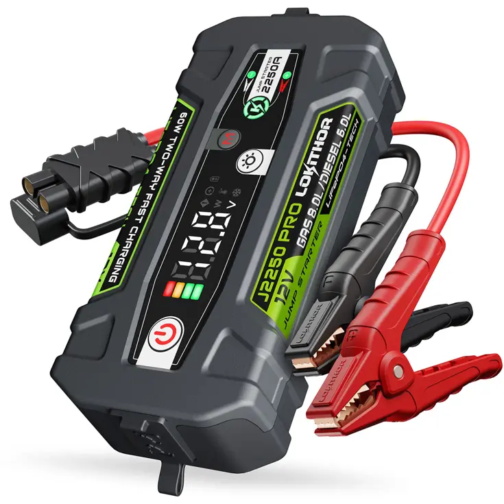 Jumpstarter 12V 2250A met Powerbank en LED Zaklamp