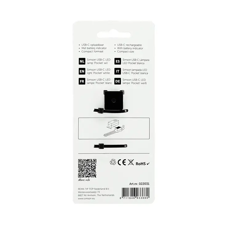 LED Lamp Pocket USB-C Oplaadbaar Wit