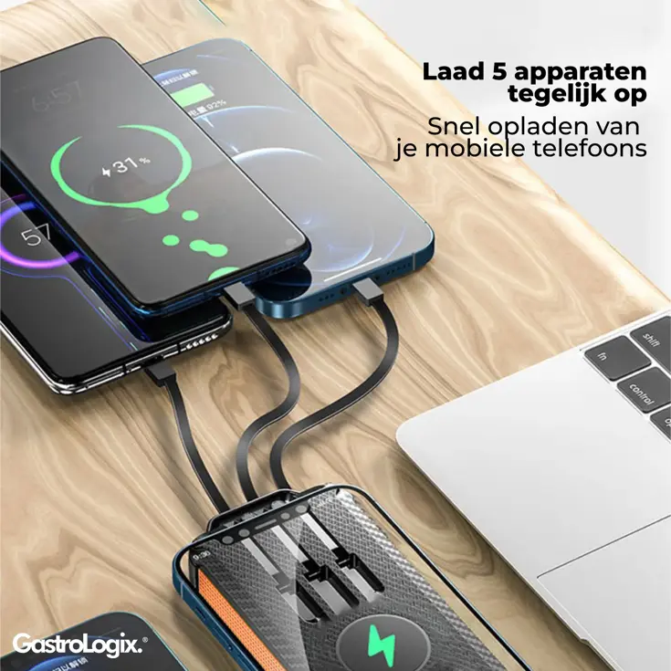 Solar Powerbank Zwart 10.000 mah