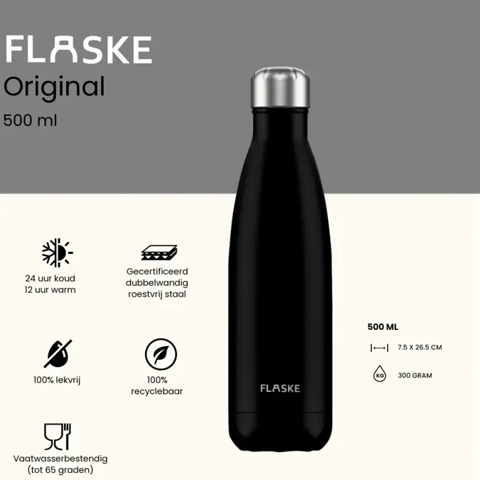 FLASKE 500 ml RVS Drinkfles