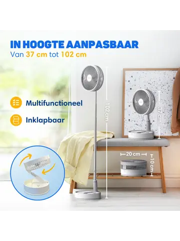 Draadloze Statiefventilator - 4in1 - Inklapbaar