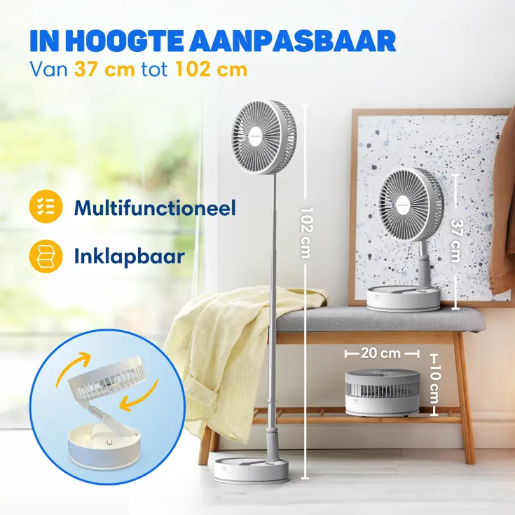 Draadloze Statiefventilator - 4in1 - Inklapbaar