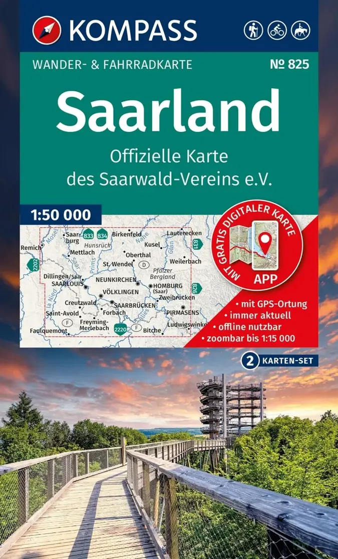 Kompass Wandelkaart WK825 Saarland