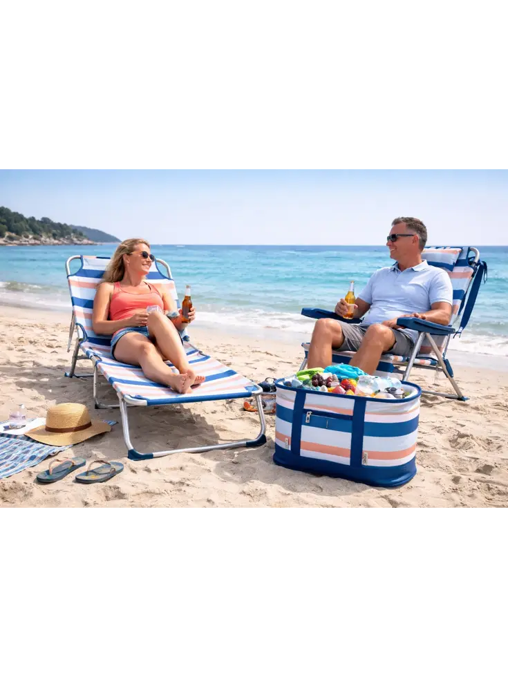 Strandset 3-Delig – stoel + ligbed + Koeltas