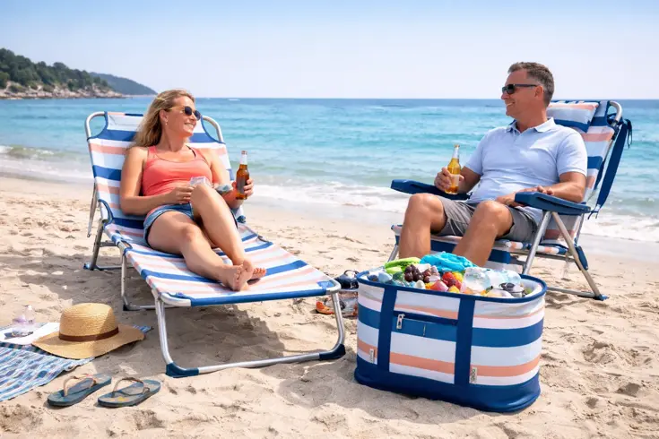 Strandset 3-Delig – stoel + ligbed + Koeltas