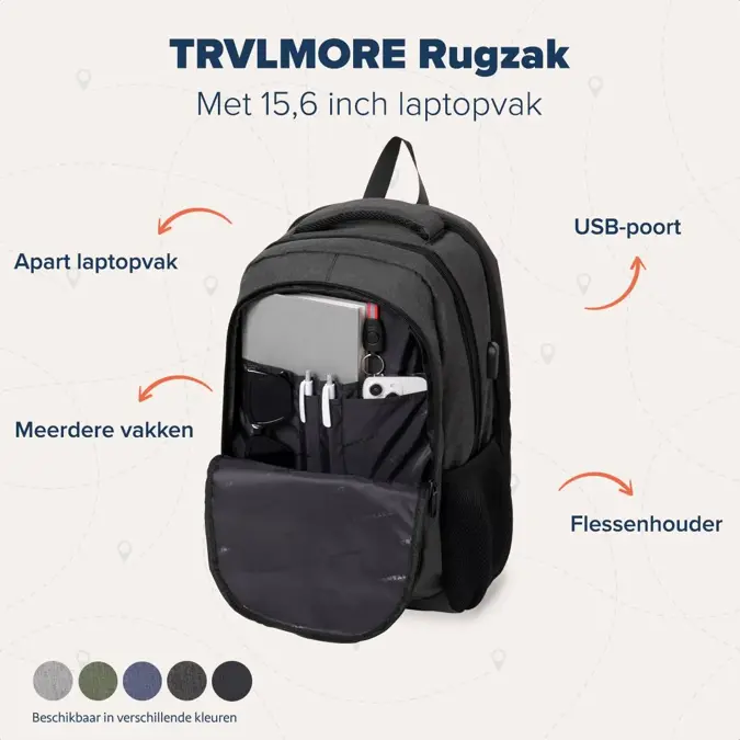 TRVLMORE Rugtas - 28L - 15,6 Inch