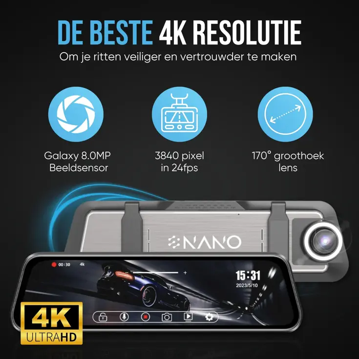 T55 4K 2CH Full Mirror Wifi GPS 32gb dashcam