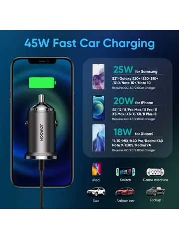 Compacte Autolader - 45W - Zwart - Joyroom