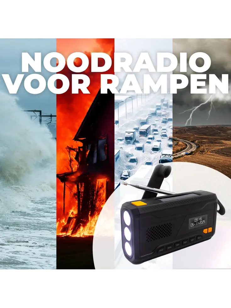 DAB+ Noodradio Zaklamp Solar Powerbank