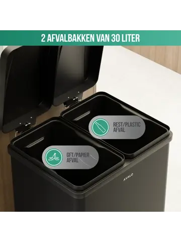 Avalo Prullenbak 2x30L - RVS