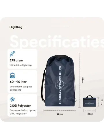Flightbag vliegtuighoes TSA slot 60–90L – N Blauw
