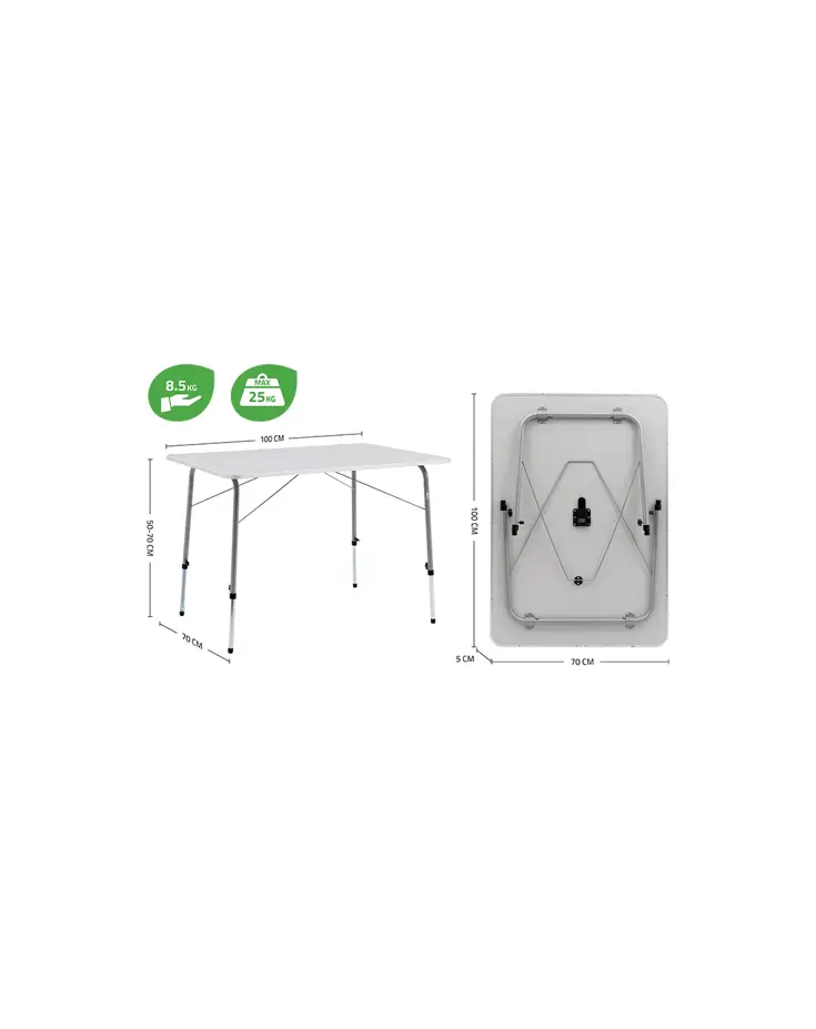 Campingtafel Verstelbaar 100x70 cm