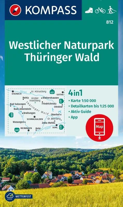 Kompass  wandelkaart 812 Thuringer Wald main product image