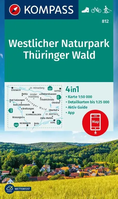 Kompass wandelkaart 812 Thuringer Wald