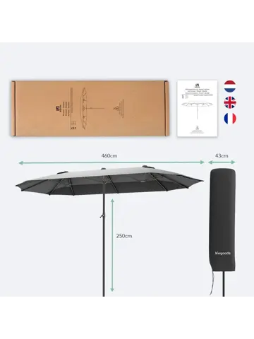 LifeGoods Dubbele Parasol – 270x460cm