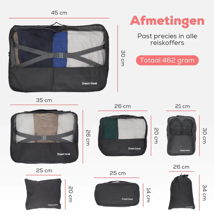 Packing cubes  7 stuks  complete set