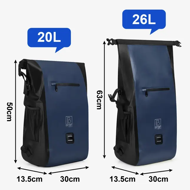 Brisby 40-52L 3-in-1 rolltop fietstassen