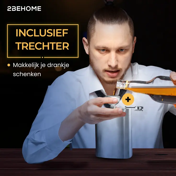 Heupfles met opbergdoos en shotglazen