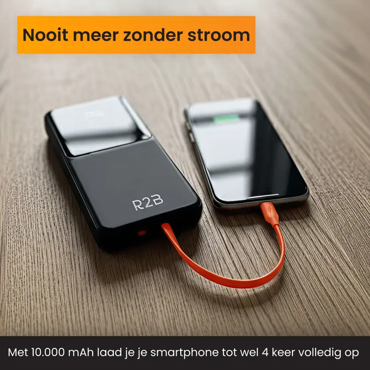 Powerbank 10000 mAh met Ingebouwde Kabels
