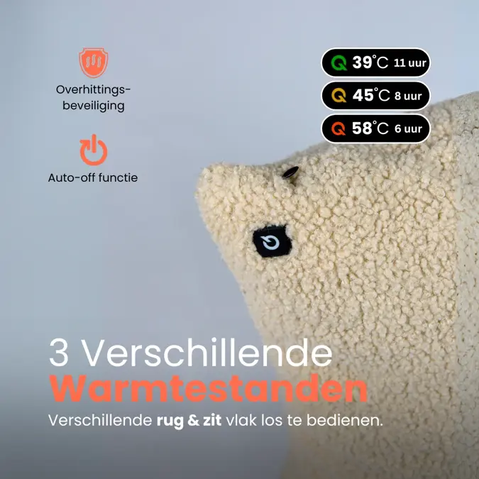 Qnuss Warmtekussen Teddy 45x45