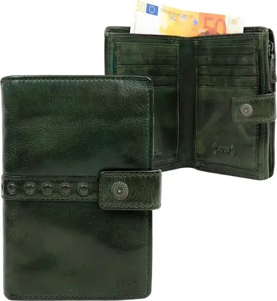 Sanne - Portemonnee - Leer - Overslag - Studs