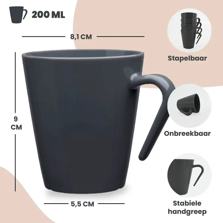 Camping Koffiebekers - 4 stuks – onbreekbaar