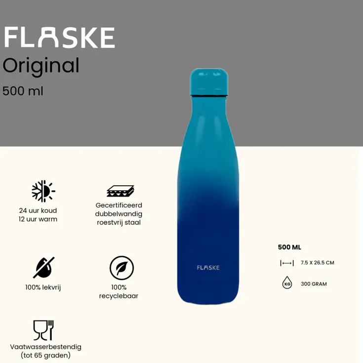 FLASKE 500 ml  RVS Drinkfles