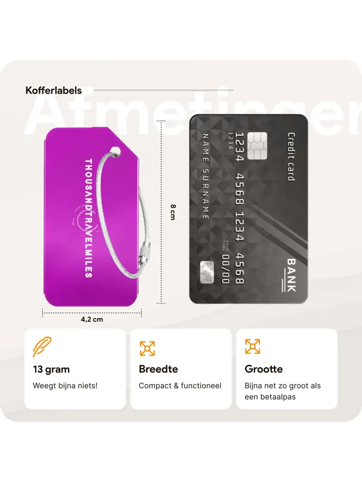 Aluminium kofferlabels – 4 stuks – Paars