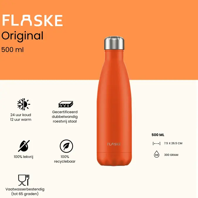FLASKE 500 ml  RVS Drinkfles