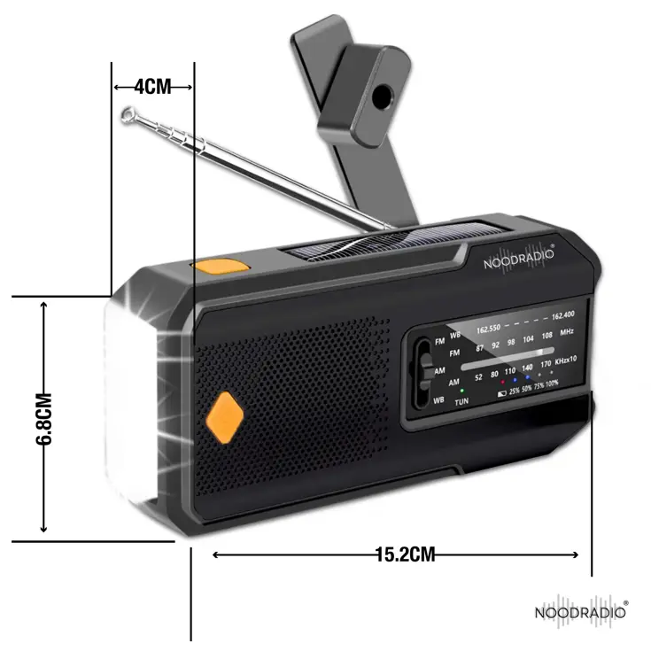 Noodradio Solar Powerbank Opwindbaar Met Zaklamp
