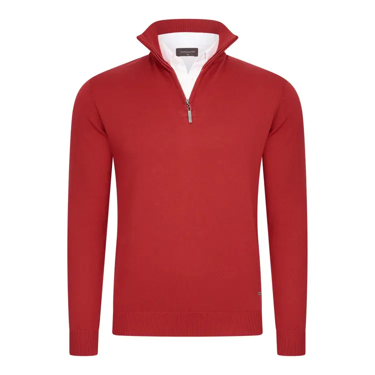 Heren Mock Zip Pullover Cappuccino Italia