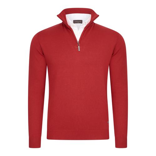 Heren Mock Zip Pullover Cappuccino Italia