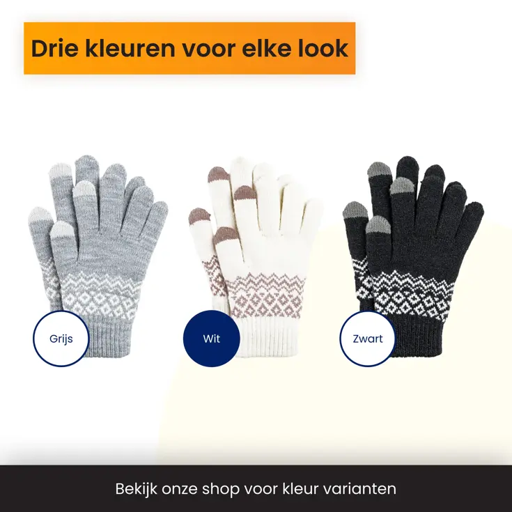 Touchscreen Handschoenen Winter - Wit
