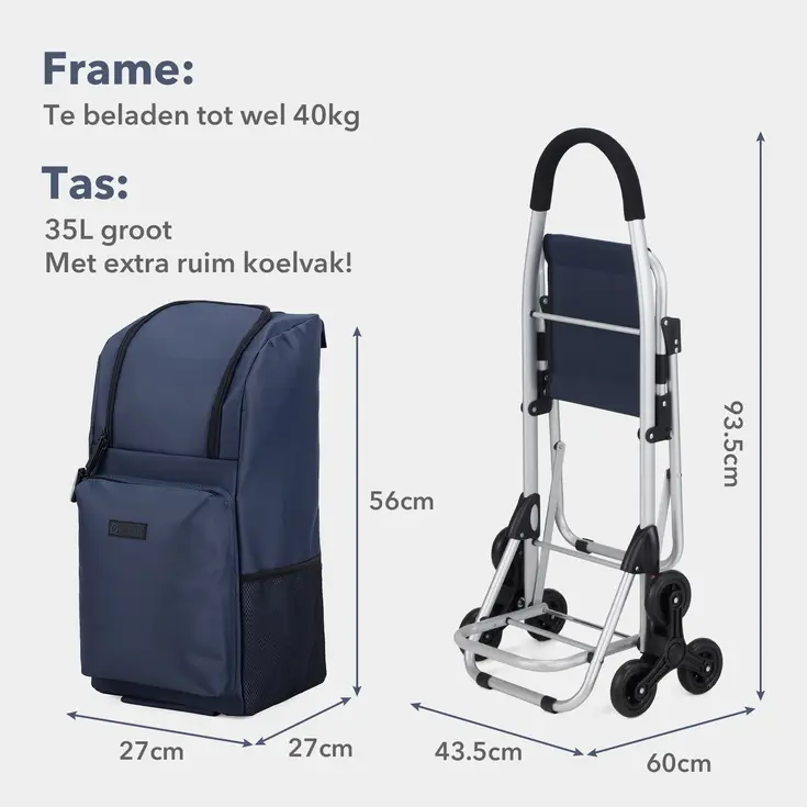 Boodschappentrolley 35L - Trapwielen